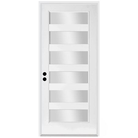 CODEL DOORS 32" x 96" Primed White Contemporary Flush-Glazed Exterior Fiberglass Door 2880RHISPSF20F6LC491626DM